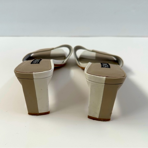 Senso White and Tan Calf Leather Slide on Maisy Mule Sandals Size 39 - Picture 3 of 5